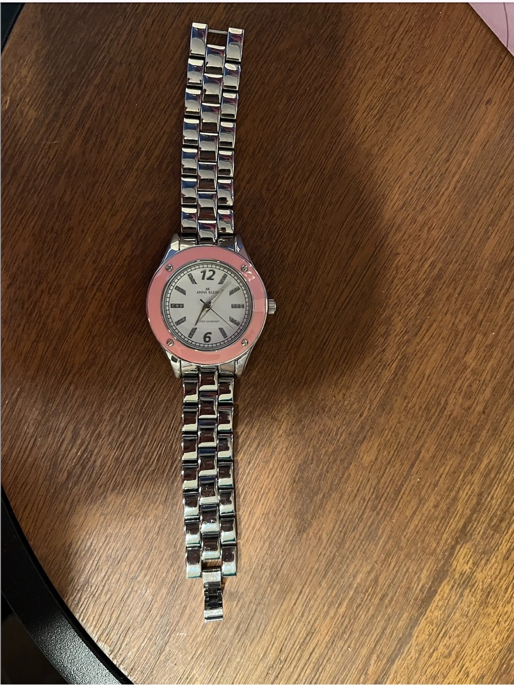 Anne Klein Breast Cancer Awareness Pink Bezel Silver Link Watch